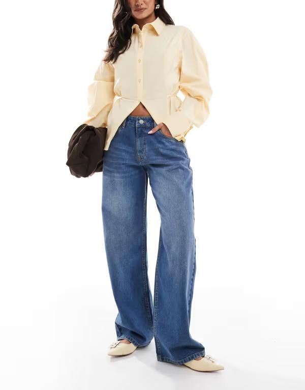 デイジーストリート レディース ボトムス デニムパンツ ストレート ジーンズ Daisy Street luna mid rise relaxed straight leg jeans BLUE ブルー