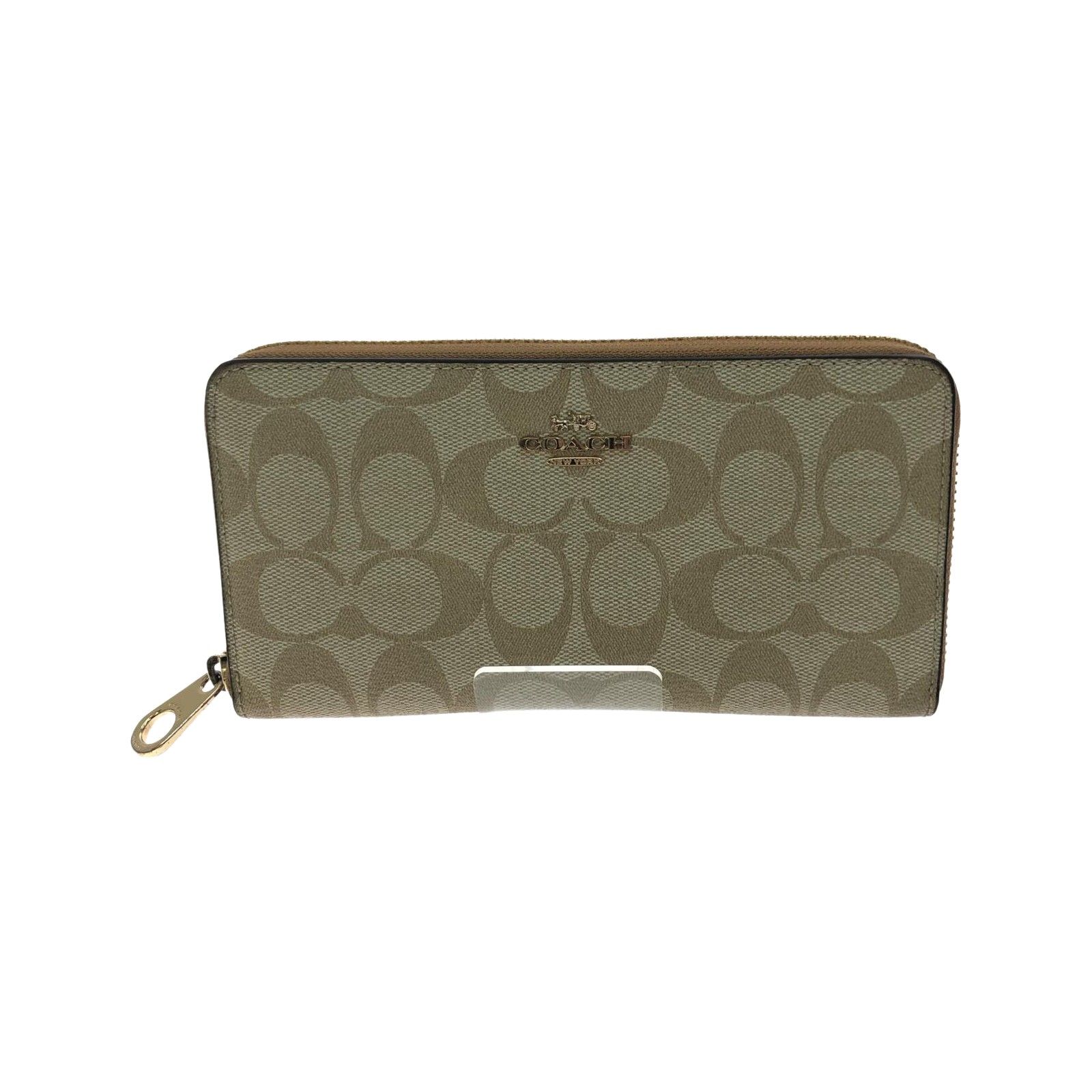 COACH コーチ レディース 長財布 ラウンドファスナー シグネチャー アウトレット C4452 ベージュ