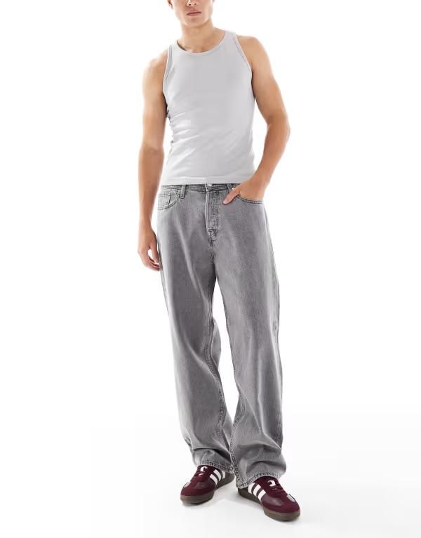 ジャック アンド ジョーンズ メンズ ボトムス デニムパンツ ジーンズ Jack Jones Alex baggy jeans in light Gray Denim グレー