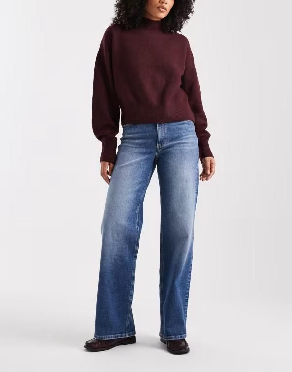 オンリー レディース ボトムス デニムパンツ ワイドレッグ ハイウエスト ジーンズ ONLY Juicy high waist wide leg jeans in dark Blue Denim デニム