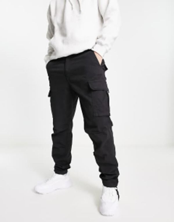 ジャック アンド ジョーンズ メンズ ボトムス カジュアルパンツ カーゴパンツ パンツ Jack Jones Intelligence loose fit washed cargo pants Black ブラック