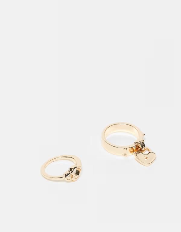 リクレイム ヴィンテージ レディース アクセサリー リング Reclaimed vintage locket rings 2 pack tone Gold ゴールド