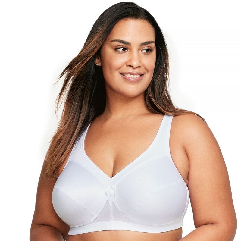 グラマライズ レディース アンダーウェア ブラジャー プラスサイズ Plusize Glamorise FullFigure MagicLift Active Wirefree Support Bra 1005 White ホワイト