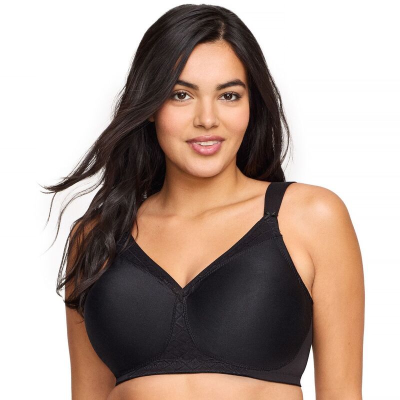 グラマライズ レディース アンダーウェア ブラジャー プラスサイズ Tシャツ Plusize Glamorise FullFigure MagicLift NonPadded WireFree TShirt Bra 1080 Black ブラック