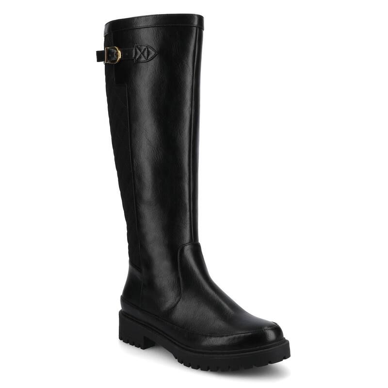 ジャーニー レディース シューズ ブーツ・レインブーツ キルティング Journee Zemmie Womens Quilted Round Toe KneeHigh Boots In Regular Wide Calf Black ブラック