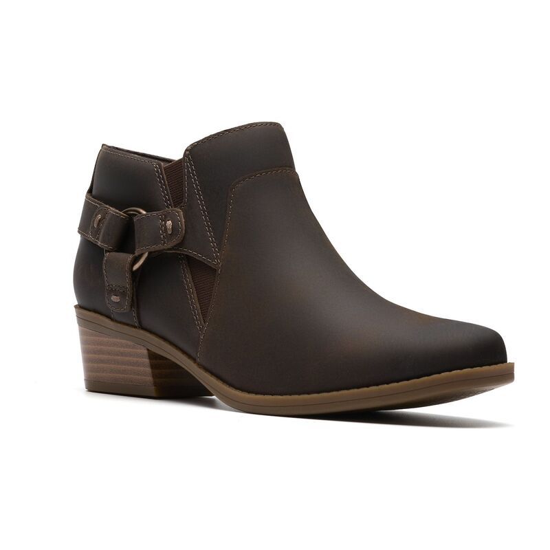 クラークス レディース シューズ ブーツ・レインブーツ アンクル レザー Clarks Danyelle Gema Womens Leather Ankle Boots Taupe Oily Leather トープ