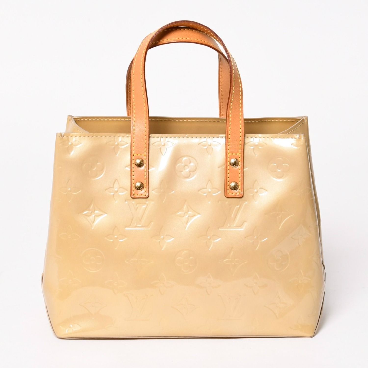 極美品 Louis Vuitton ルイヴィトン Tote Bag トートバッグ ゴールド金具 ヴェルニ M91334 ベージュ 中古 4a003476