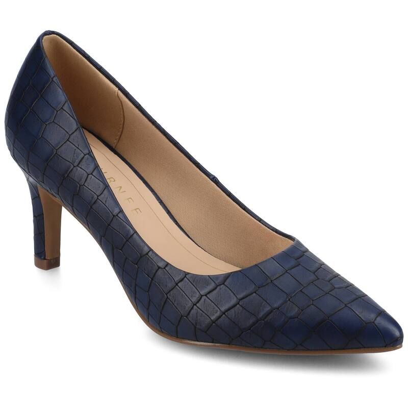 ジャーニー レディース シューズ パンプス ヒール Journee Scylee SlipOn Stiletto PointedToe Higheel Shoes Croco Blue ブルー