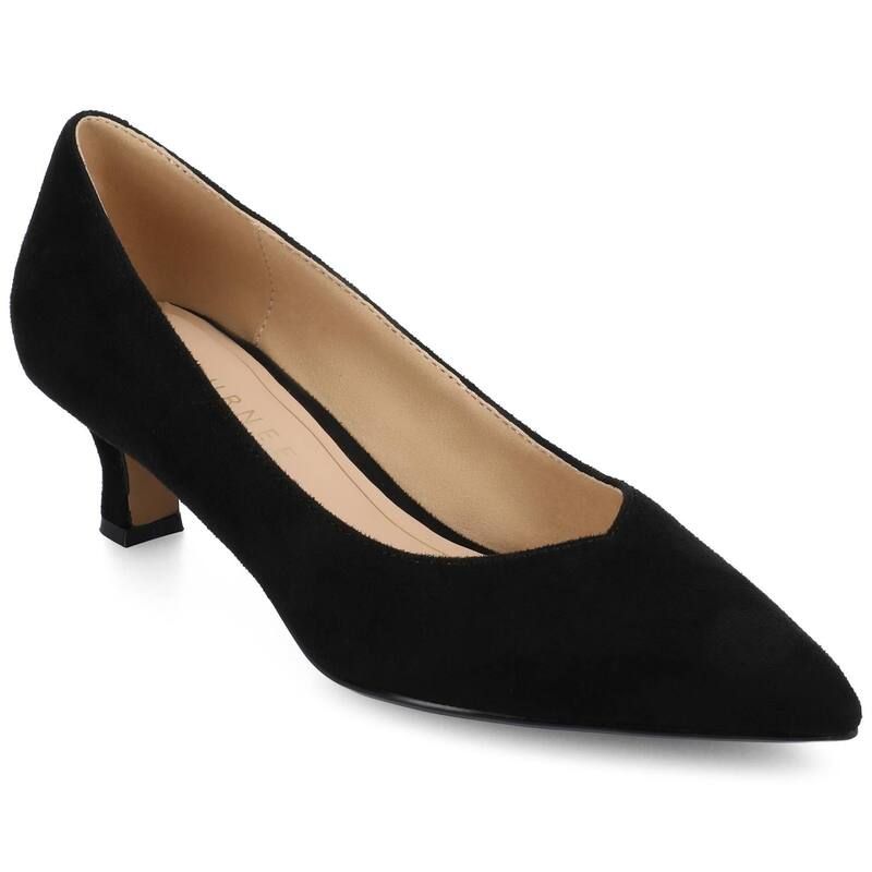 ジャーニー レディース シューズ パンプス ヒール Journee Pammie Medium and Wide Width WomenslipOn Kitten Heel Pumps Black Suede ブラック