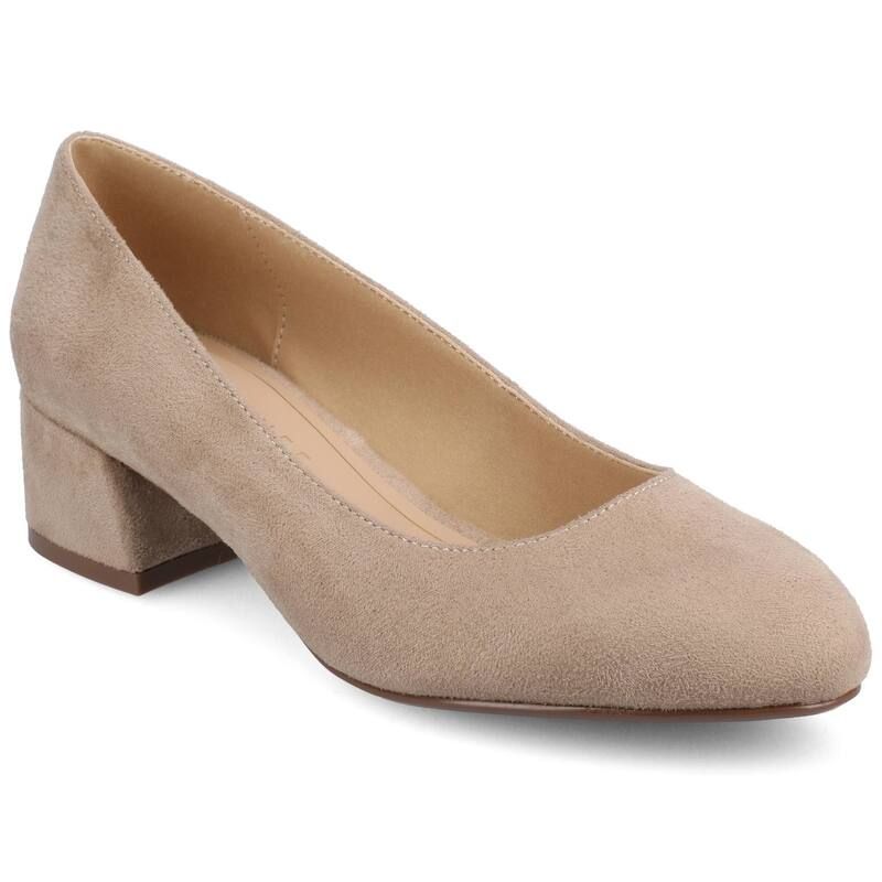 ジャーニー レディース シューズ パンプス ヒール Journee Medium and Wide Width Saarii WomenslipOn Block Heel Pumps Beige Suede ベージュ