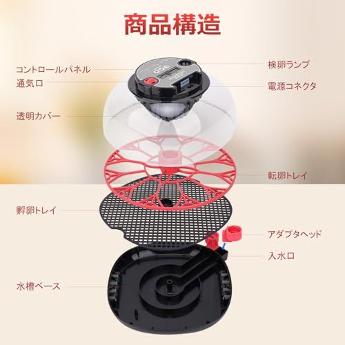 自動孵卵器 インキュベーター 検卵ライト付き Safego 孵卵機 恒温器 12