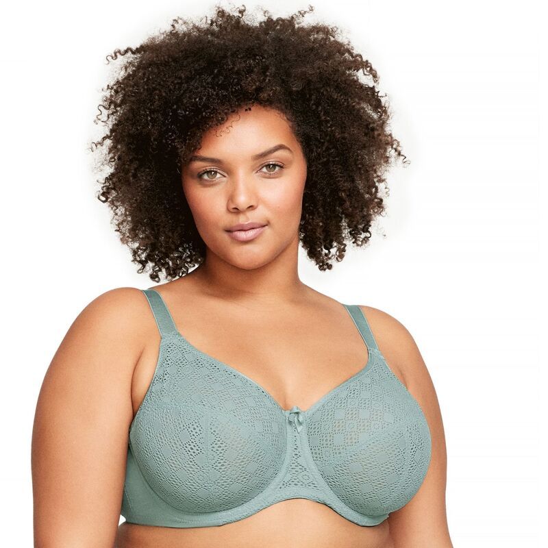 グラマライズ レディース アンダーウェア ブラジャー プラスサイズ レース Plusize Glamorise FullFigure Lace Comfort WonderWire Underwire Bra 9855 Jade