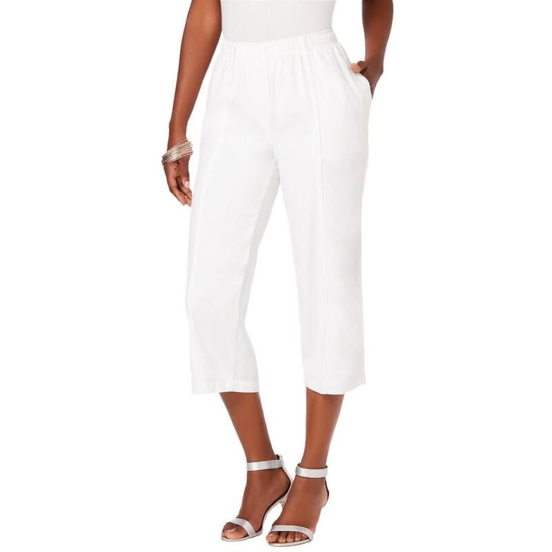 ロアマンズ レディース ボトムス カジュアルパンツ プラスサイズ コットン キャップ Roamans Womens Plusize Complete Cotton StraightLeg Capri White Denim ホワイト