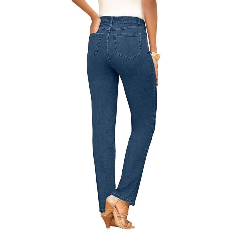 ロアマンズ レディース ボトムス デニムパンツ プラスサイズ トール Roamans Womens Plusize Tall Invisible Stretch Iconic StraightLeg Jean Medium Stonewash