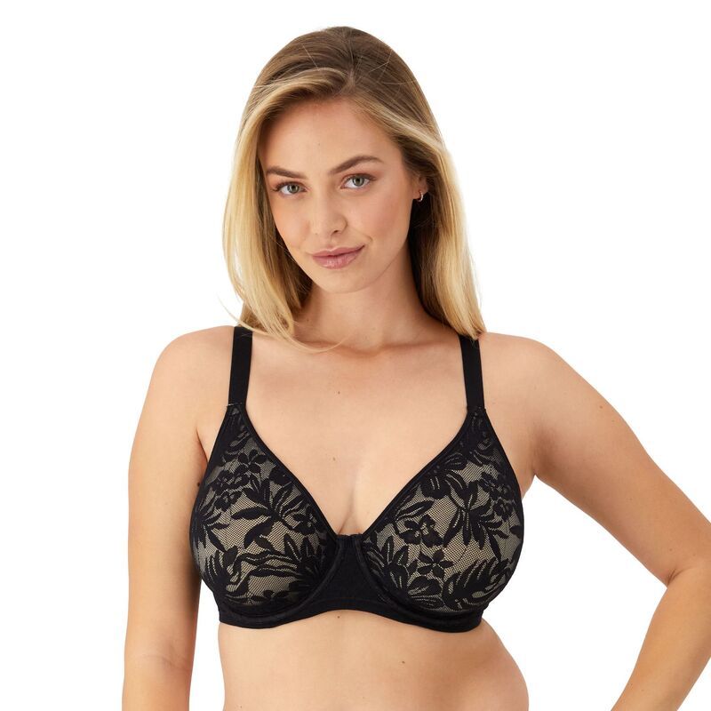 バリ レディース アンダーウェア ブラジャー コットン レース Bali Breathe Cotton Modalace Convertible Strap Underwire Bra DF7590 Black Almond ブラック
