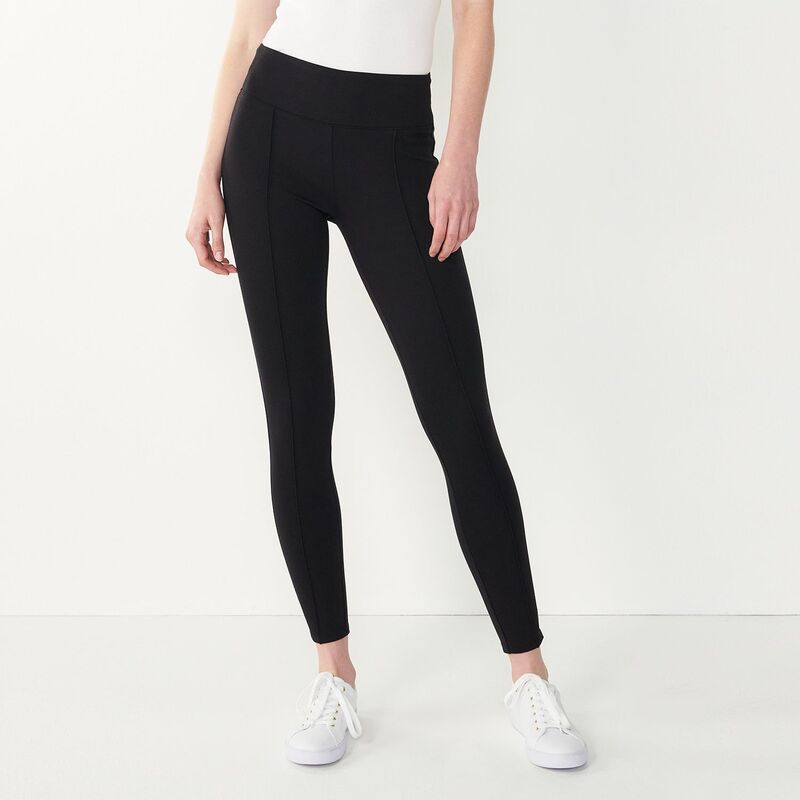 ナインウェスト レディース ボトムス カジュアルパンツ レギンス Womens Nine West Seamed Ponte Leggings Black ブラック