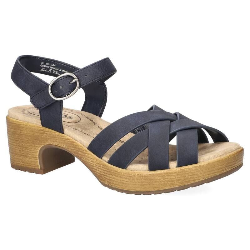 イージーストリート レディース シューズ サンダル ヒール Easy Street Miyah WomenslipResistant Heeled Sandals Navy ネイビー