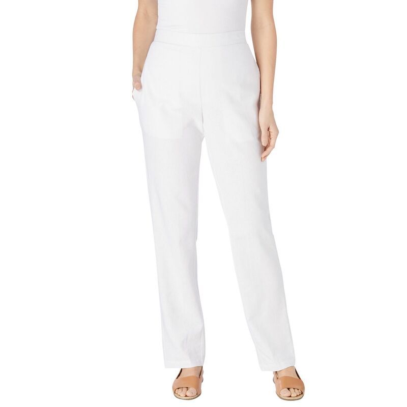 ウーマン ウィズイン レディース ボトムス カジュアルパンツ ストレート プラスサイズ トール リネン Woman Within Womens Plusize Tall Straight Leg Linen Pant White ホワイト