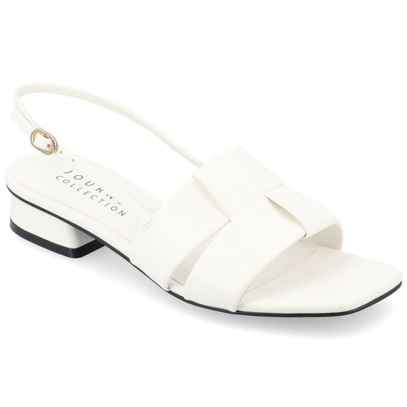 ジュルネ コレクション レディース シューズ サンダル ヒール Journee Collection Tabatha Womens Tru Comfort Foam Low Covered Block Heel Sandals White ホワイト