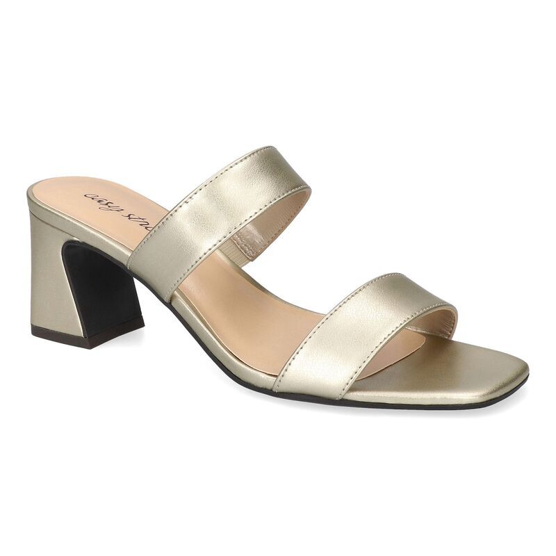 イージーストリート レディース シューズ サンダル ヒール Easy Street Clovelle Womensquare Toe Block Heel Sandals Champagne シャンパン