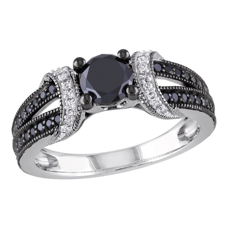 ステラ グレース レディース アクセサリー リング Stella Grace Sterling Silver 1 CaratW Black White Diamond Wedding Ring Sterling ホワイト