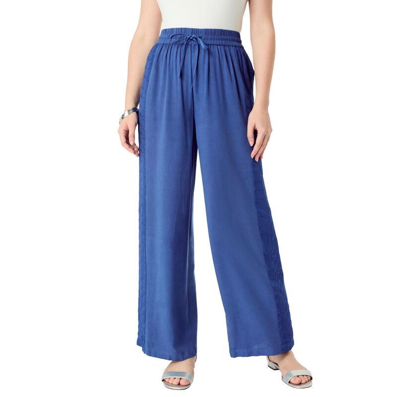 ロアマンズ レディース ボトムス カジュアルパンツ プラスサイズ Roamans Womens Plusize Acid Wash Pants Dark Blue ブルー