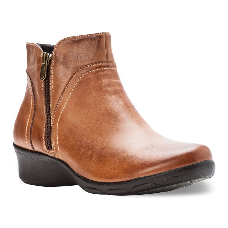 プロペット レディース シューズ ブーツ・レインブーツ アンクル レザー Propet Waverly Womens Leather Ankle Boots Tan タン
