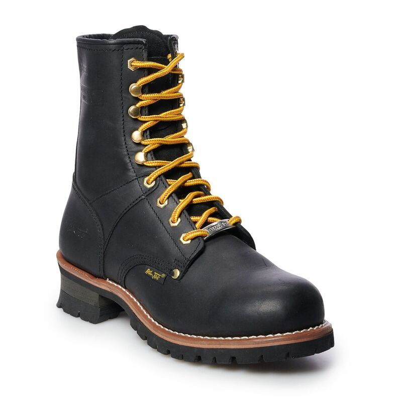 アドテック メンズ シューズ ブーツ・レインブーツ Tシャツ AdTec 1428 Mens Wateresistant Steel Toe Logger Work Boots Black ブラック
