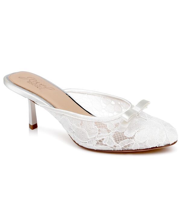 ジュウェルダグレイミシュカ レディース シューズ スリッポン・ローファー Jewel Badgley Mischka Womens Elliott SlipOn Evening Mule Ivory Satin アイボリー