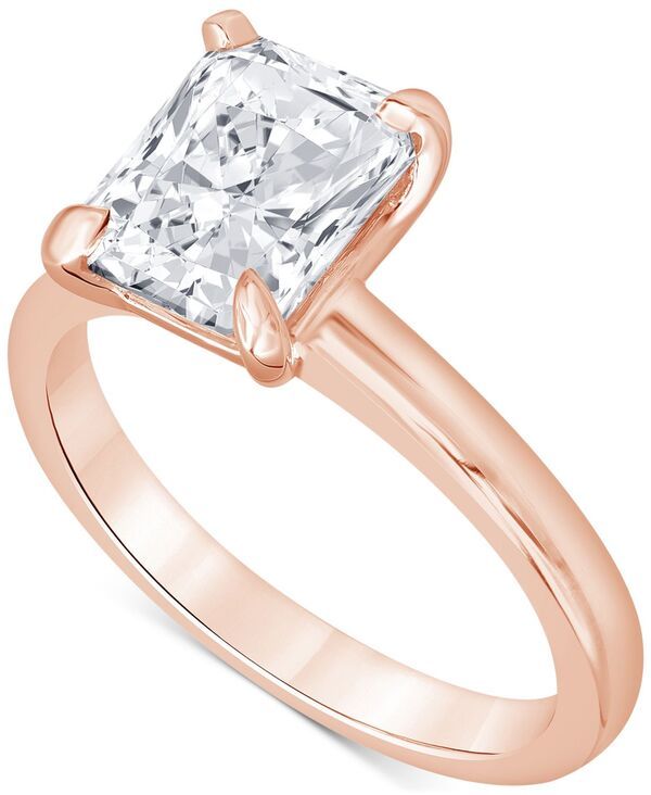 バッジェリーミシュカ レディース アクセサリー リング Badgley Mischka Certified Lab Grown Diamond RadiantCut Solitairengagement Ring 3 ctw in 14k Rose Gold