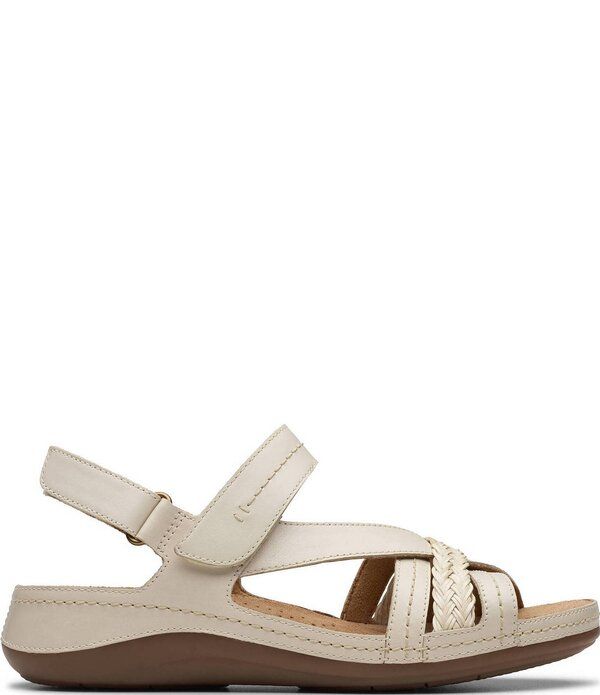 クラークス レディース シューズ サンダル レザー Clarks Artisan Cecily Strap Leather Braided Sandals Cream クリーム