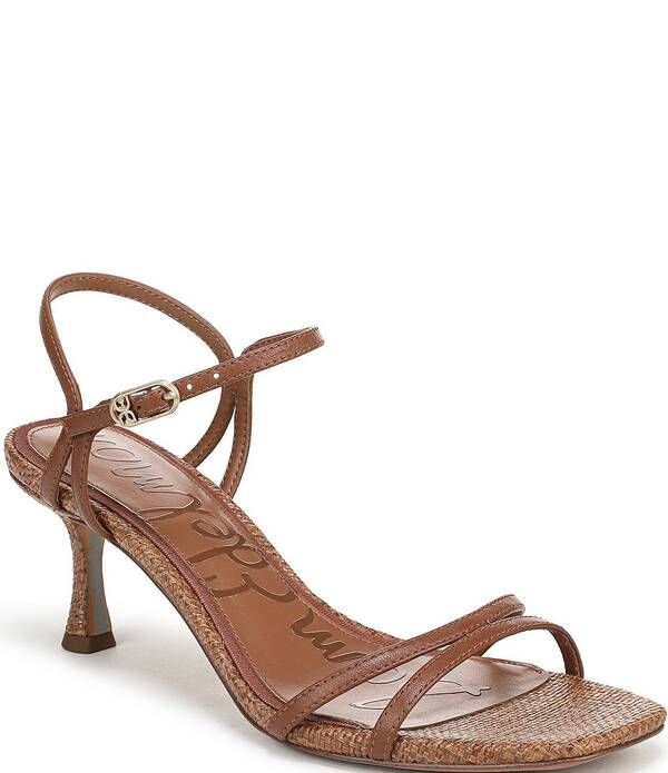 サムエデルマン レディース シューズ ヒール サンダル レザー Sam Edelman Presley Leather and Raffia Strappy Dressandals Rich Cognac