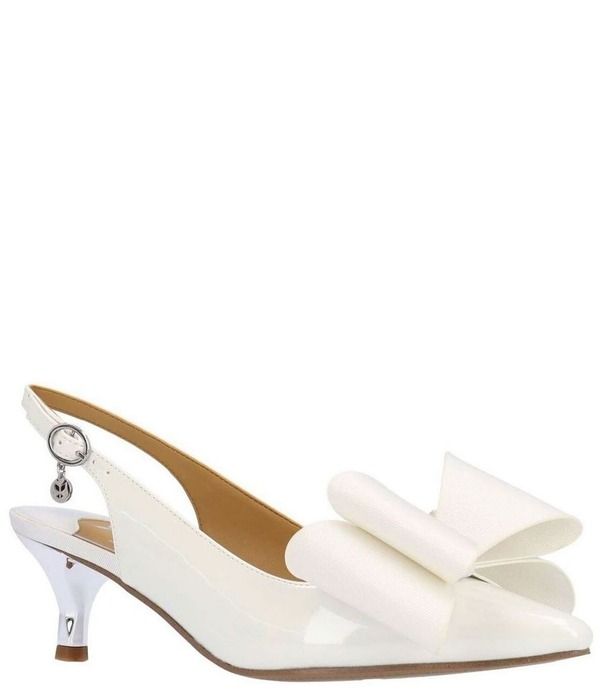 ジェイレニー レディース シューズ ヒール J Renee Delmare Patent Grosgrain Bow Slingbackitten Heel Dress Pumps White ホワイト