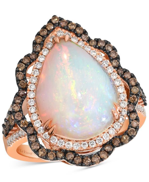 ル ヴァン レディース アクセサリー リング Le Vianeopolitan Opal 4 ctw Diamond 34 ctw Wavy Halo Pear Statement Ring in 14k Rose Gold Also Available in