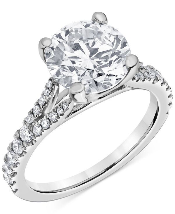 バッジェリーミシュカ レディース アクセサリー リング Badgley Mischka Certified Lab Grown Diamond Split Shank Engagement Ring 338 ctw in 14k White Gold ホワイト
