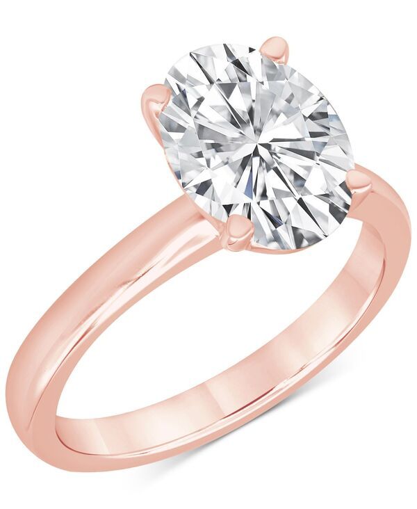 バッジェリーミシュカ レディース アクセサリー リング Badgley Mischka Certified Lab Grown Diamond Oval Solitairengagement Ring 4 ctw in 14k Rose Gold ゴールド