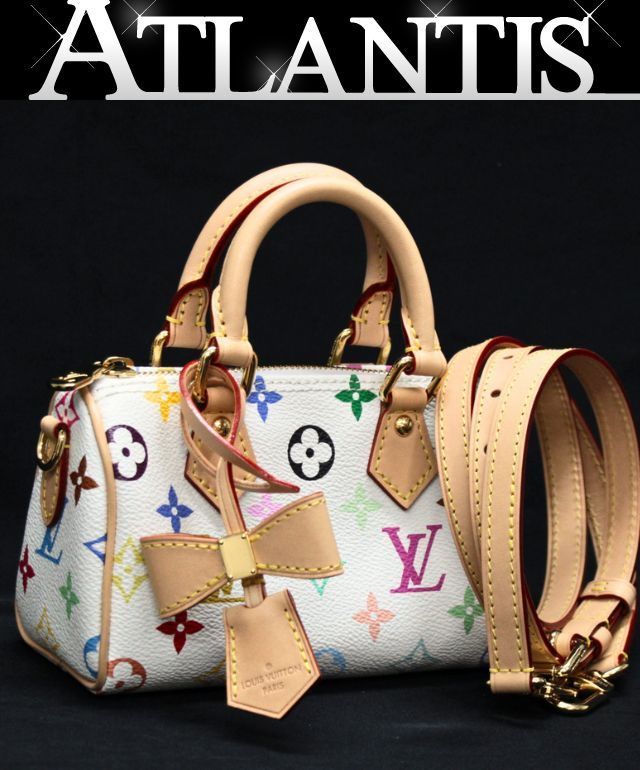 ルイヴィトン Louis Vuitton ナノスピーディ 2WAY ハンドバッグ ショルダーバッグ モノグラムマルチカラー 白 M13391 【75095】