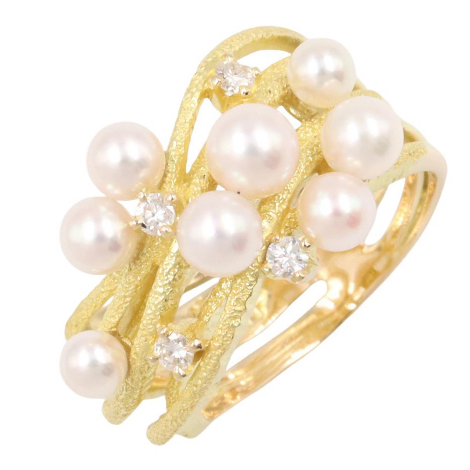 タサキ TASAKI リング・指輪 パール ダイヤ リング #10 K18（イエローゴールド） ダイヤモンド パール/ダイヤ リング レディース Used A