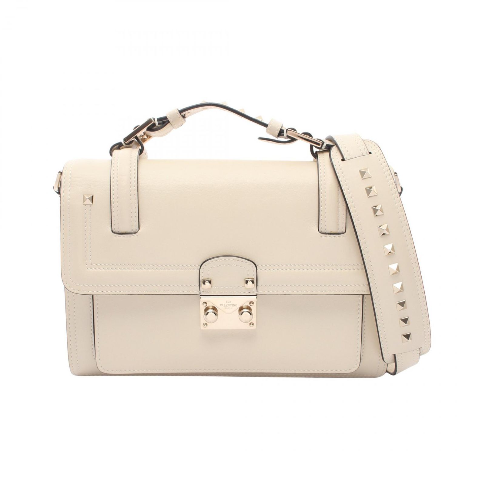 ヴァレンティノ・ガラヴァーニ Valentino Garavani ショルダーバッグ Cabana スタッズ 2WAY アイボリー レザー Cabana スタッズ ショルダーバッグ レディース Used A