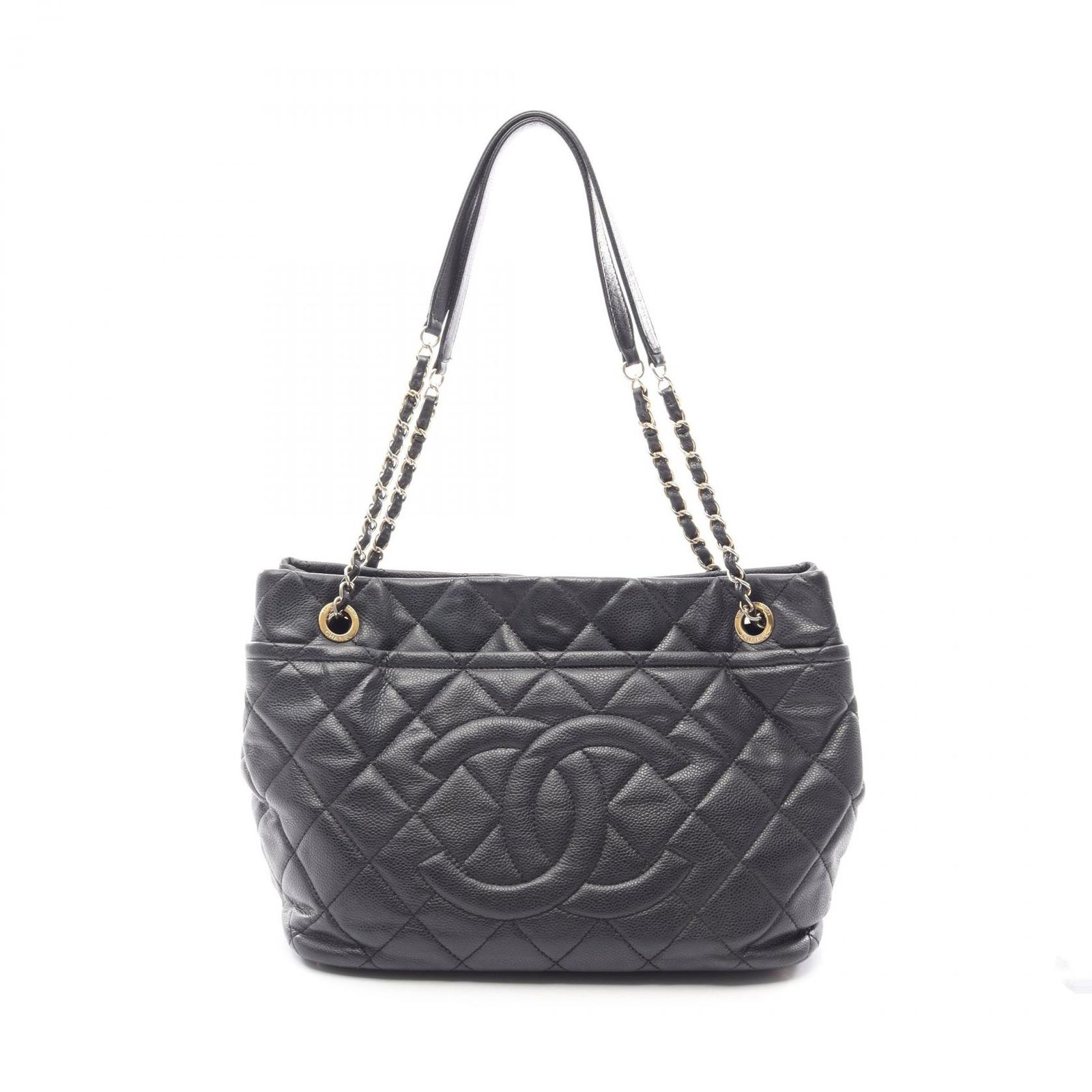 シャネル CHANEL トートバッグ マトラッセ ブラック キャビアスキン(グレインドカーフ) マトラッセ ココマーク チェーントート レディース Used B