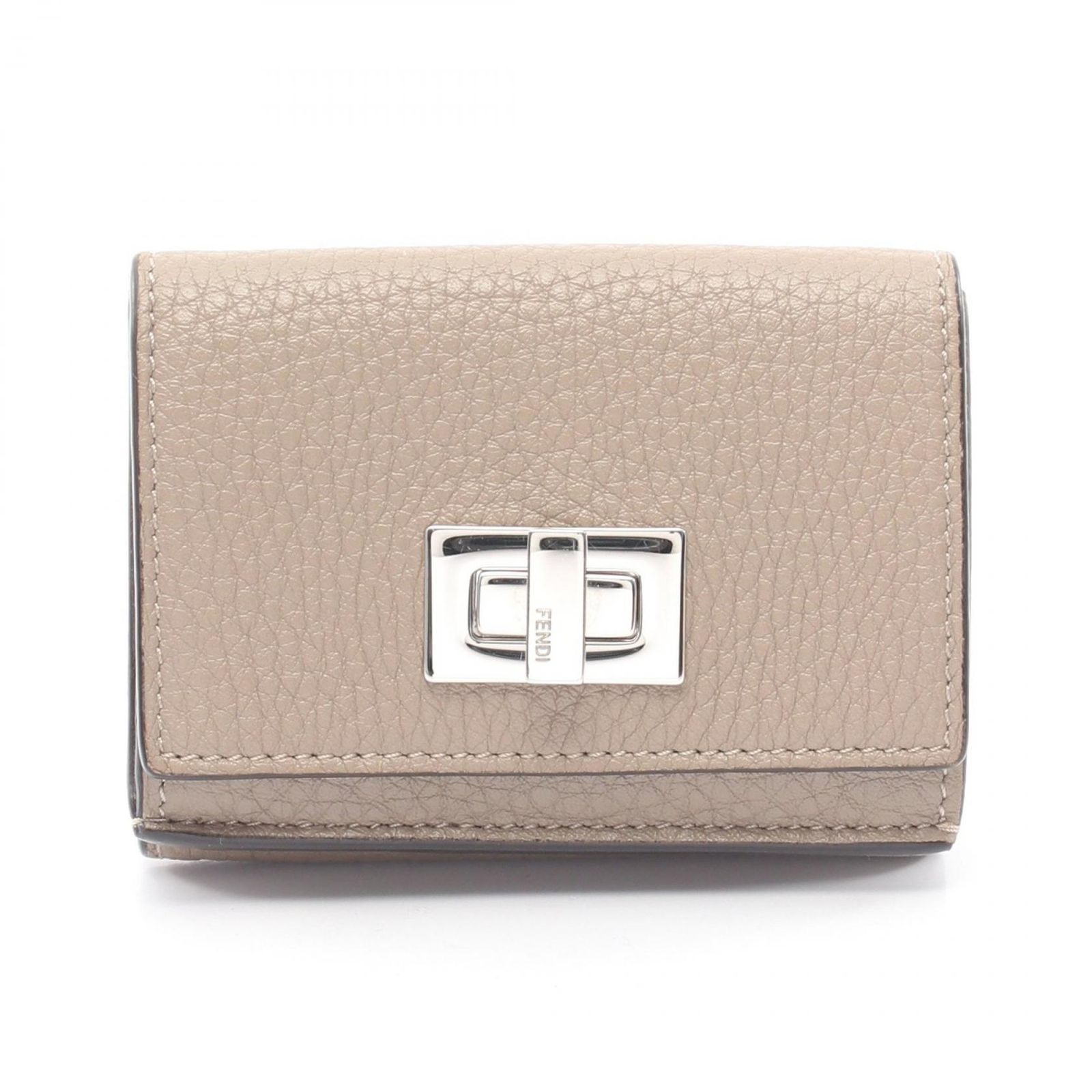 フェンディ FENDI 三つ折り財布 PEEKABOO ピーカブー 8M0426 グレージュ レザー ピーカブー 三つ折り財布 レディース Used A