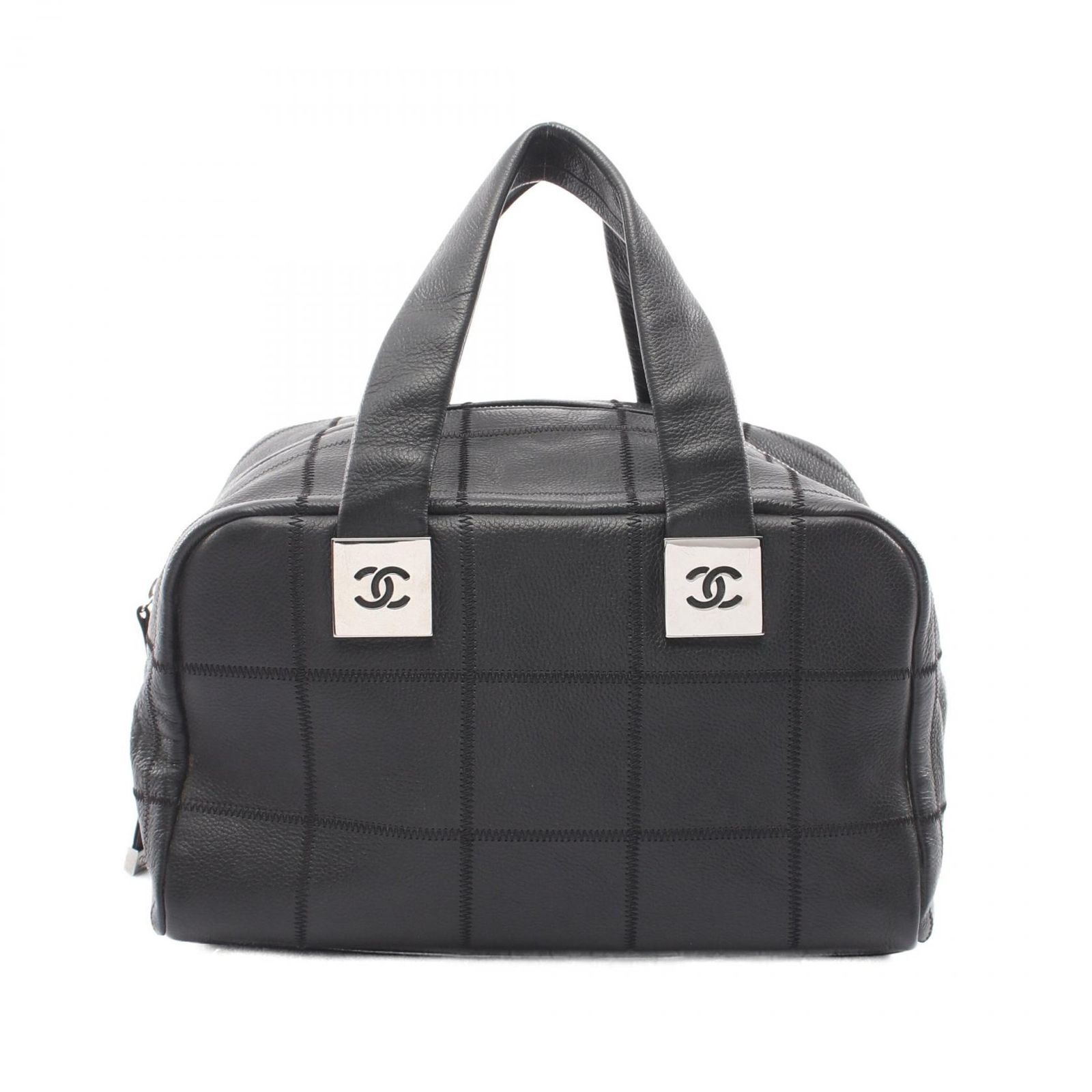 シャネル CHANEL ハンドバッグ チョコバー ブラック カーフ（牛革） チョコバー ボストンバッグ レディース Used A