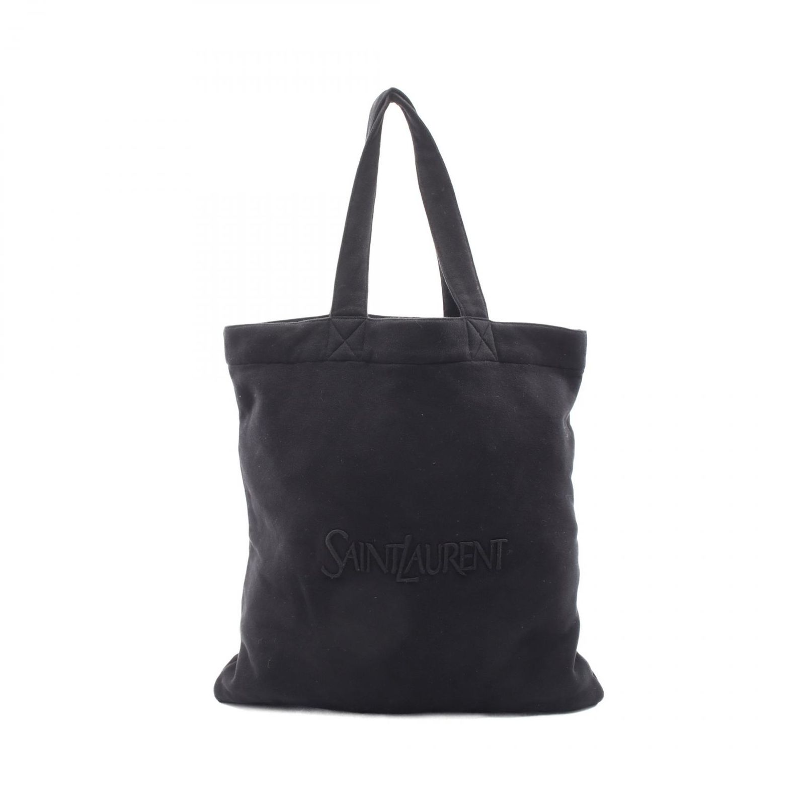 サンローランパリ SAINT LAURENT PARIS トートバッグ ロゴ刺繍 フリース ブラック その他 ロゴ トートバッグ レディース Used B