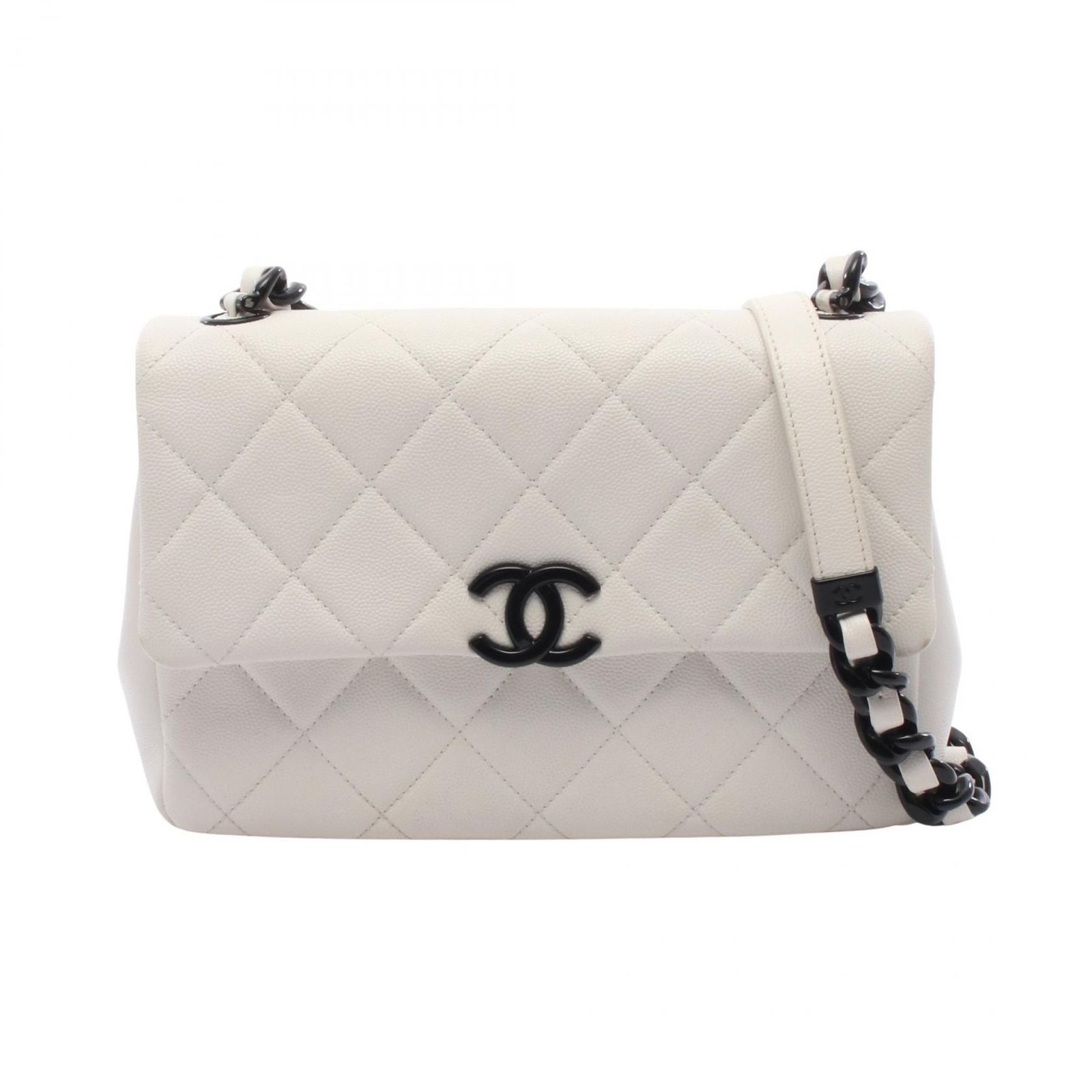 シャネル CHANEL ショルダーバッグ マトラッセ プラチェーン AS2302 ホワイト キャビアスキン(グレインドカーフ) マトラッセ プラチェーンショルダー レディース