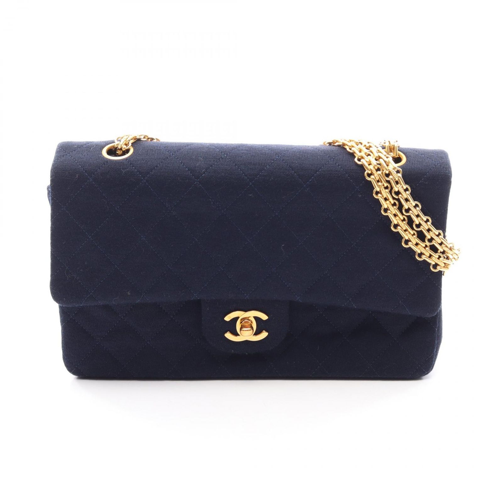 シャネル CHANEL ショルダーバッグ マトラッセ マドモアゼルチェーン Wフラップ ネイビー その他 マトラッセ ダブルフラップ チェーンショルダー レディース