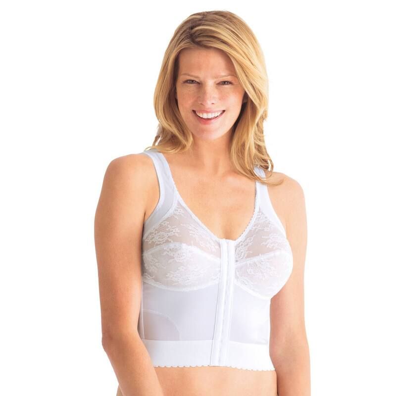 コンフォート チョイス レディース アンダーウェア ブラジャー プラスサイズ Comfort Choice Womens Plusize FrontClose Longline Wireless Posture Bra White ホワイト
