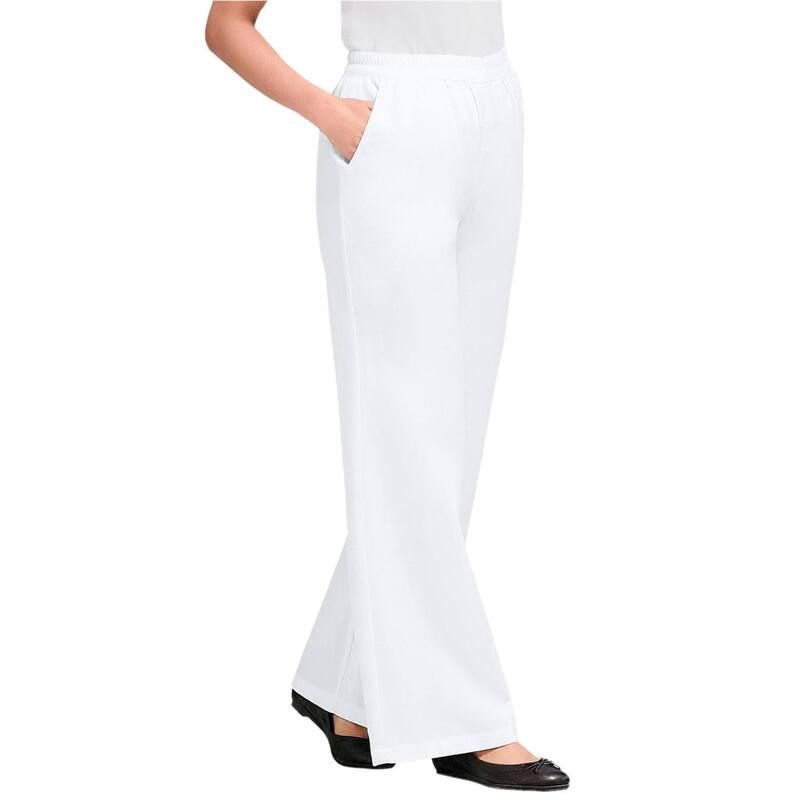 ウーマン ウィズイン レディース ボトムス デニムパンツ プラスサイズ コットン ジーンズ Woman Within Plusize Perfect ElasticWaist WideLeg AllCotton PullOn Denim Jeans White