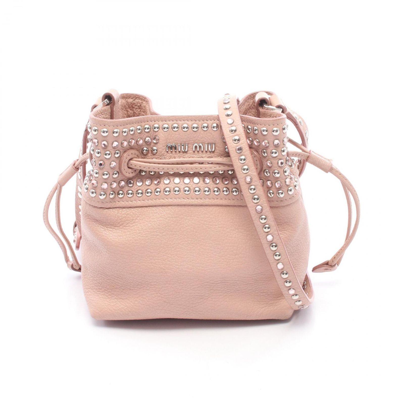 ミュウ ミュウ Miu Miu ショルダーバッグ マドラス クリスタル バケット ライトピンク レザー マドラス クリスタル バケット ショルダーバッグ レディース Used A