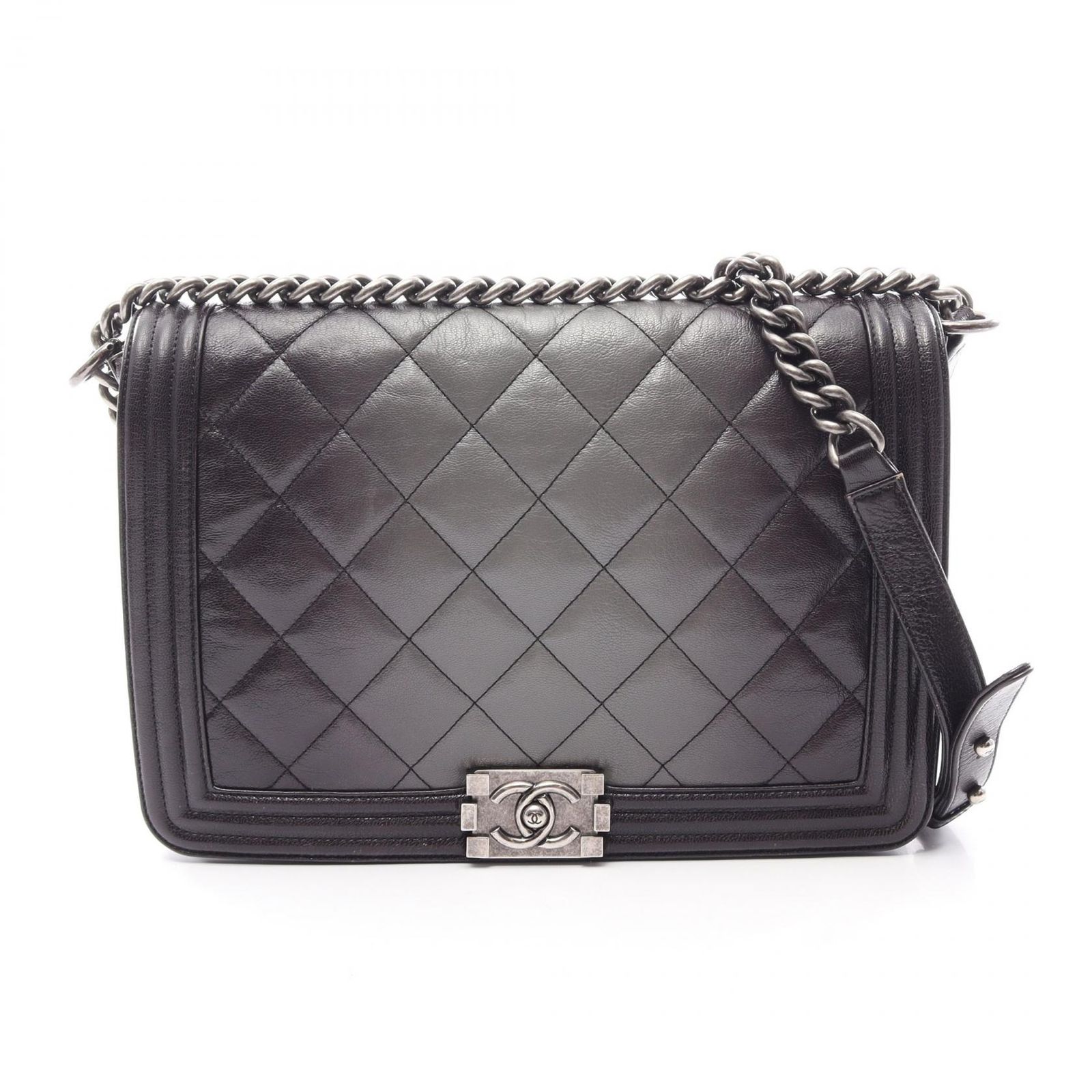 シャネル CHANEL ショルダーバッグ ボーイシャネル ラージ マトラッセ グラデーション A92193 ブラック/グレー グラデーション レザー ボーイシャネル ラージ チェーンショルダー