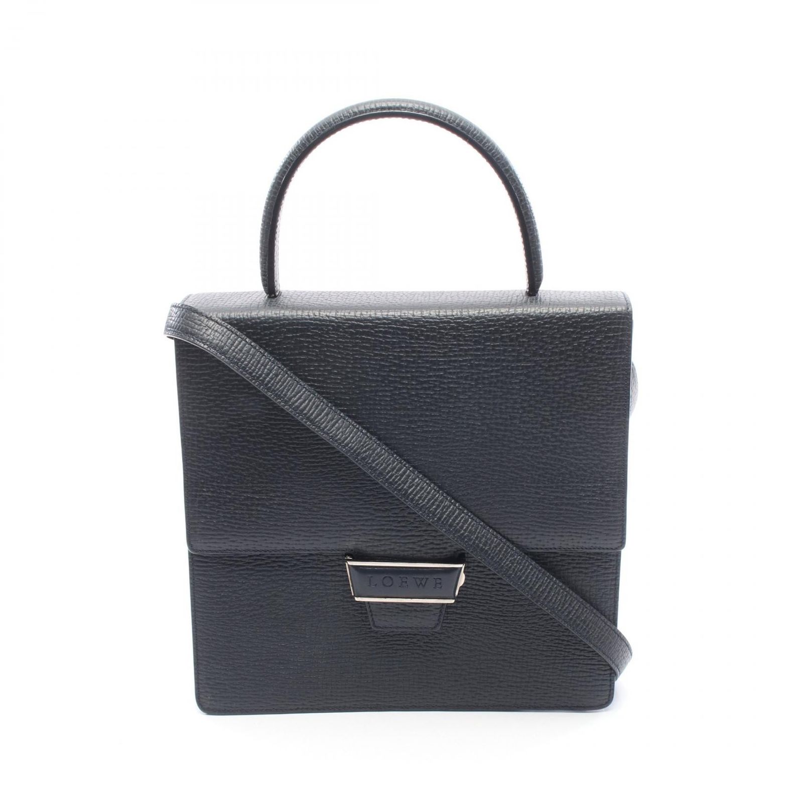 ロエベ LOEWE ハンドバッグ 2WAY ネイビー レザー 2wayハンドバッグ レディース Used A